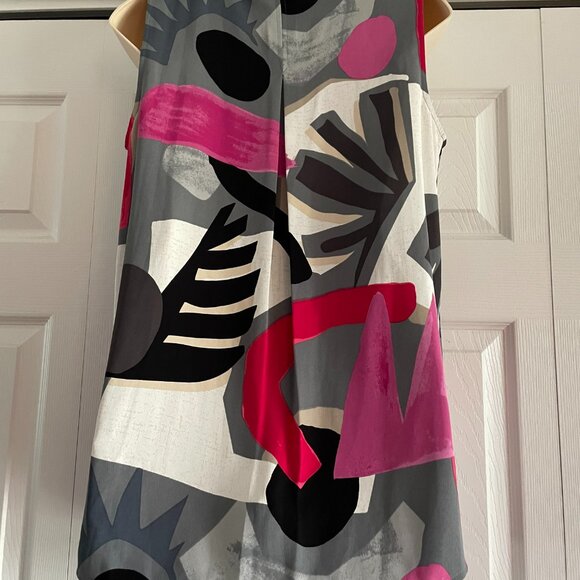 Abstract Tunic Black Pink Red White Tan Gray Sleeveless - Picture 7 of 16